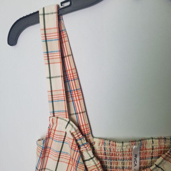 RVCA Plaid Crop Top Multicolor Tie Front Size Large - Picture 4 of 7